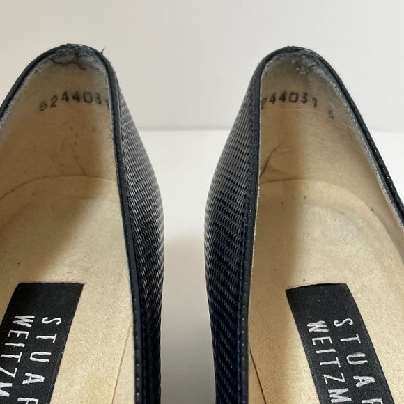 Stuart Weitzman Classic Navy Block Heel Pump Square Toe Vintage Women's 9 AA - Picture 12 of 16